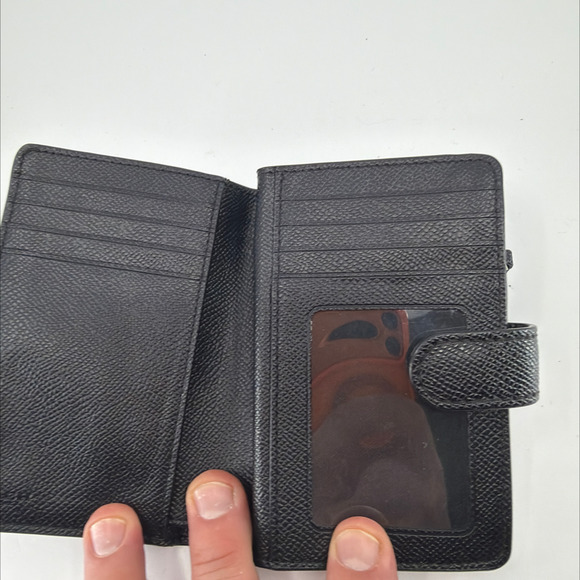Coach Compact Wallet Black Saffiano Leather Wallet - Picture 5 of 8